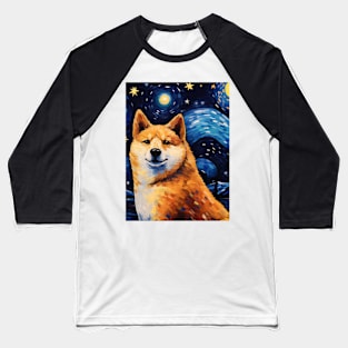 Chubby Shiba Inu Night Baseball T-Shirt